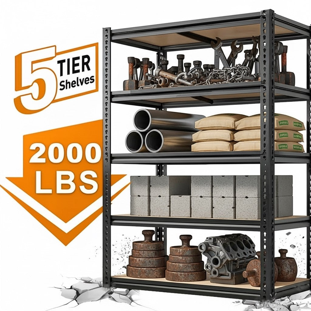 Drop2me Heavy Duty Metal Garage Shelving Rack 2000lbs 4/5/6-Tier Steel Shelf 60"/72"/84"