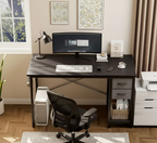 Drop2me 40/47 Inch Computer Desk with Fabric Storage Drawers, Modern Home Office Table