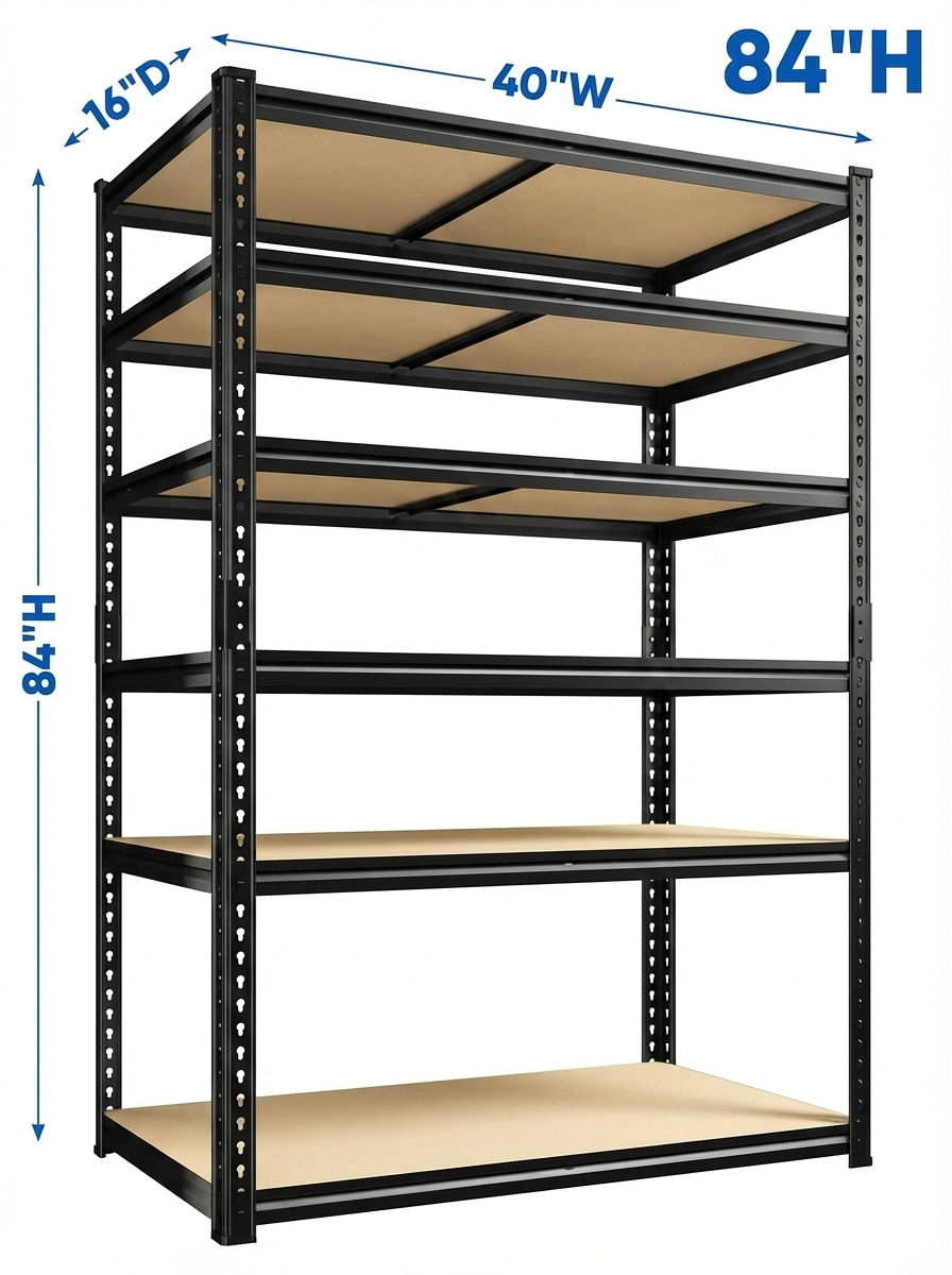 Drop2me Heavy Duty Metal Garage Shelving Rack 2000lbs 4/5/6-Tier Steel Shelf 60"/72"/84"