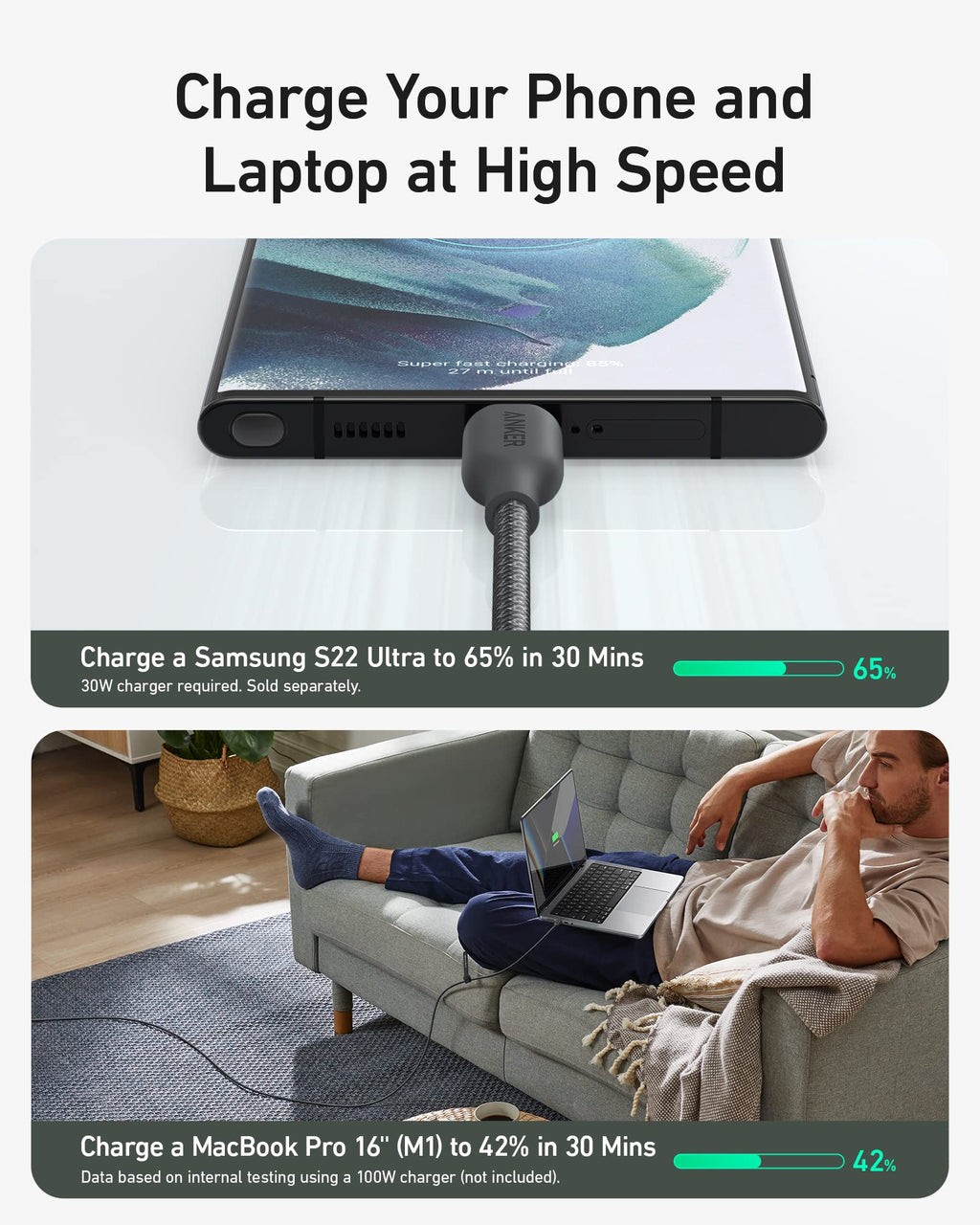 Anker 543 USB C to USB C Cable (240W, 10 ft)