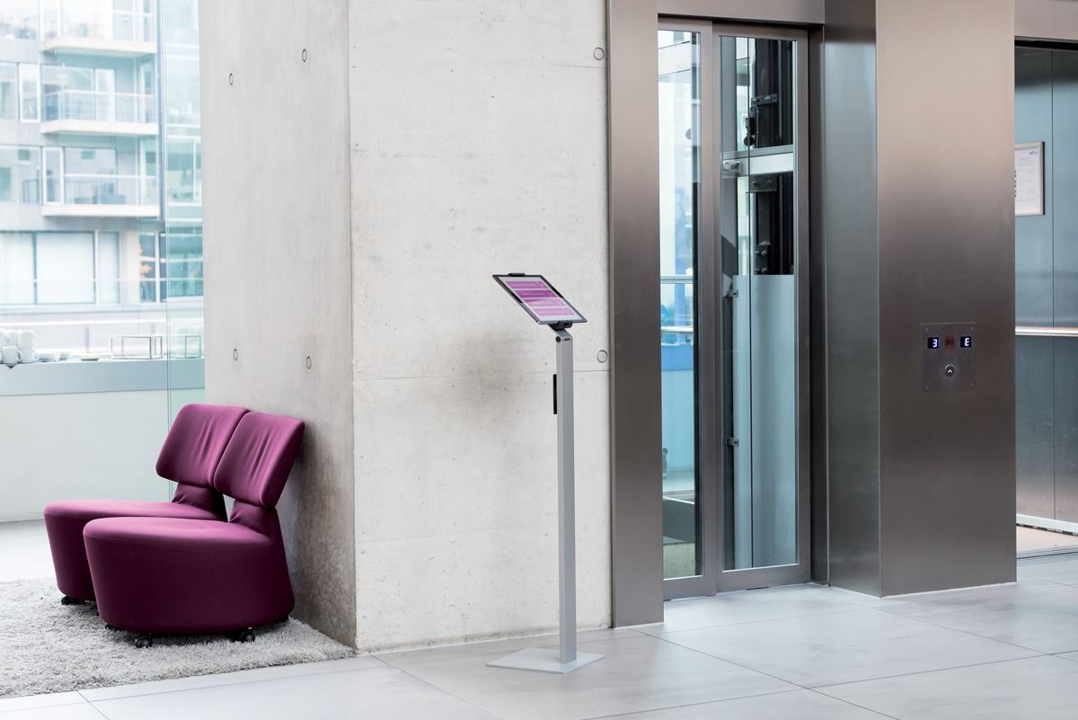 Durable Aluminum Tablet Holder iPad Floor Exhibition Stand | Rotates & Locks