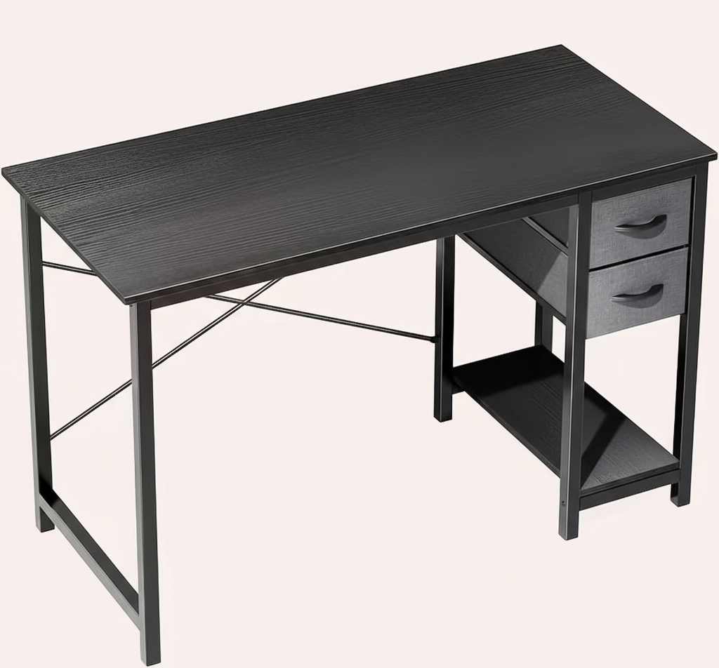 Drop2me 40/47 Inch Computer Desk with Fabric Storage Drawers, Modern Home Office Table
