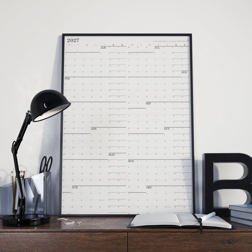 NeuYear Monday Monochrome Large Wall Calendar (27x39)