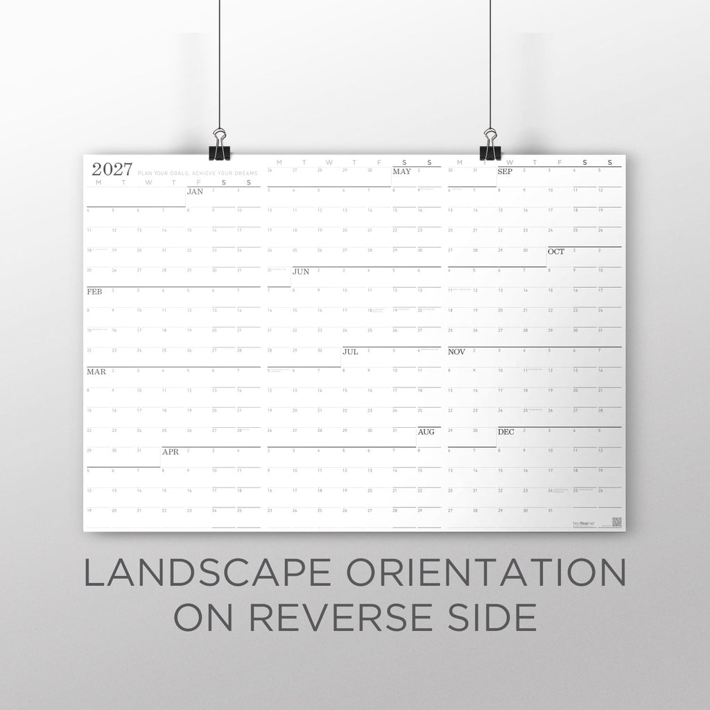 NeuYear Monday Monochrome Large Wall Calendar (27x39)