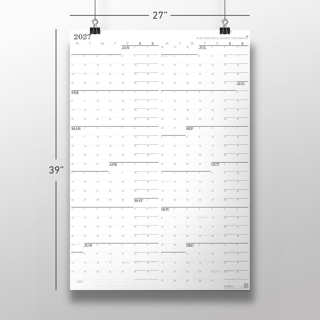 NeuYear Monday Monochrome Large Wall Calendar (27x39)