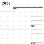 NeuYear Monday Monochrome Large Wall Calendar (27x39)