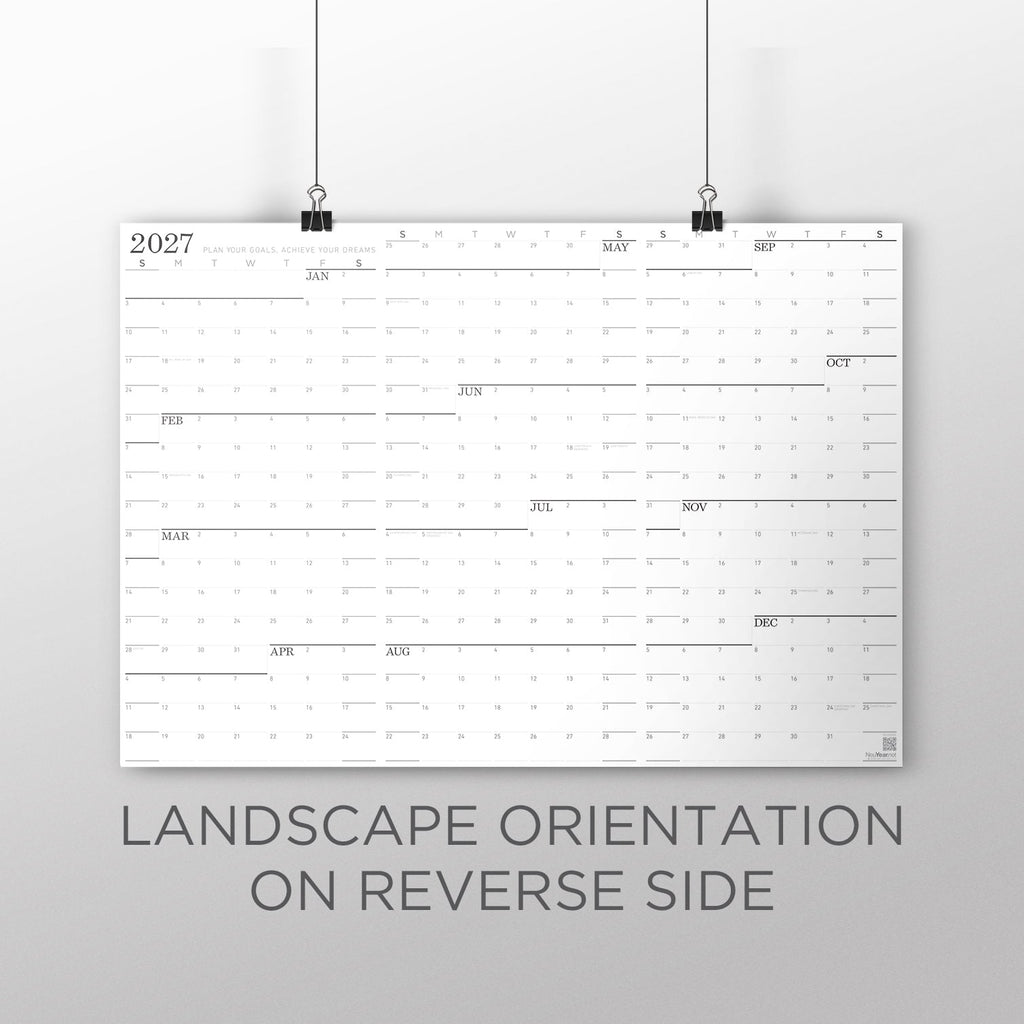 NeuYear Sunday Monochrome Large Wall Calendar (27x39)