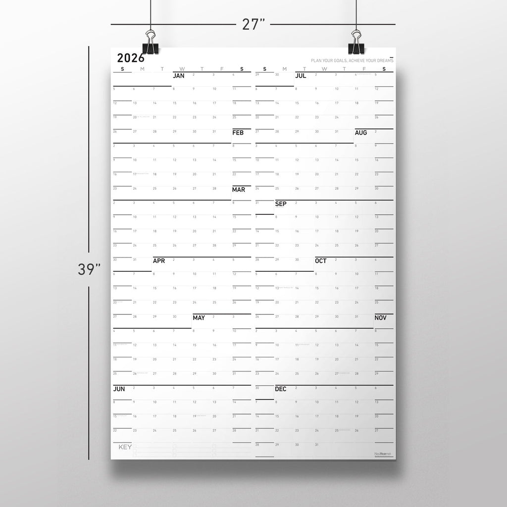 NeuYear Sunday Monochrome Large Wall Calendar (27x39)