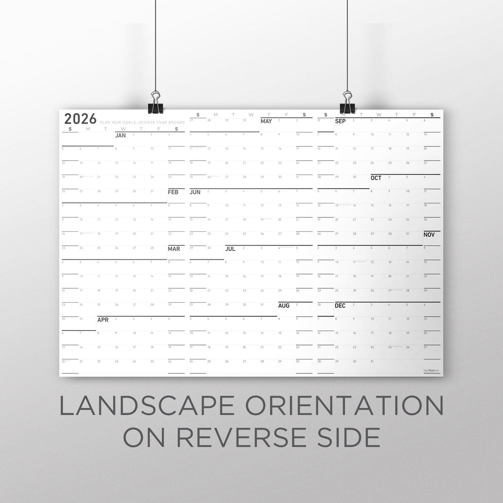 NeuYear Sunday Monochrome Large Wall Calendar (27x39)