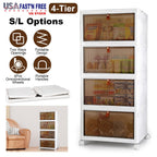 4-Tier Foldable Storage Bins with Lid