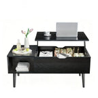 Drop2me Lift Top Coffee Table with Storage, Wooden Living Room Center Table