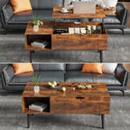 Drop2me Lift Top Coffee Table with Storage, Wooden Living Room Center Table